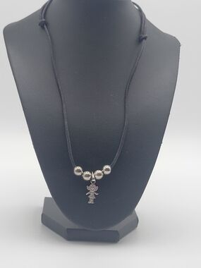 Sterling Silver Elf Charm on a black cord Mexico 925